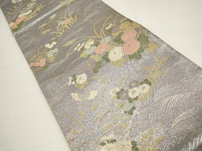 平和屋着物▼六通柄袋帯　琳派絵図　道長流水文　金銀糸　正絹　逸品　AABA1673wj