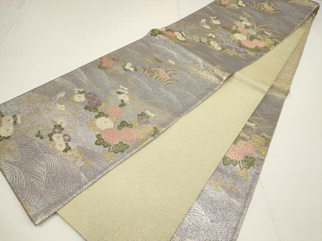 平和屋着物▼六通柄袋帯　琳派絵図　道長流水文　金銀糸　正絹　逸品　AABA1673wj