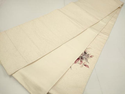 平和屋着物▼太鼓柄袋帯　手描き　絞り　枝花文　正絹　逸品　AABA1678wj