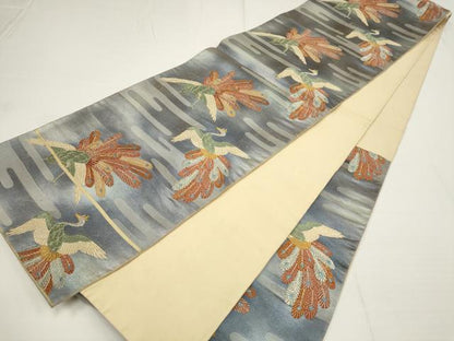 平和屋着物▼六通柄袋帯　唐織　霞孔雀文　金銀糸　正絹　逸品　AABA1817wj