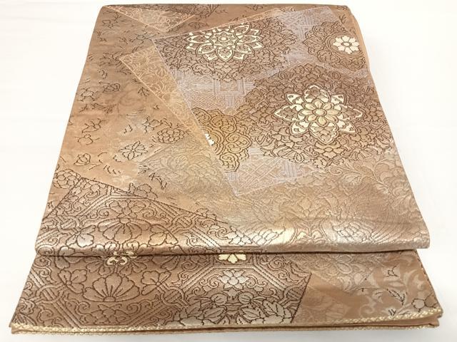 平和屋着物◎六通柄袋帯　切嵌花蝶文　金糸　正絹　逸品　AABA1970yx