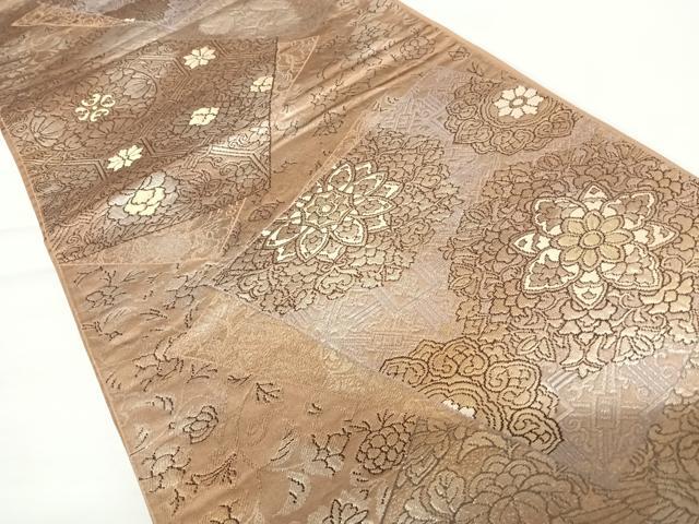 平和屋着物◎六通柄袋帯　切嵌花蝶文　金糸　正絹　逸品　AABA1970yx