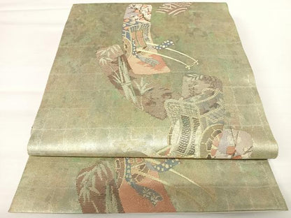 平和屋着物◎六通柄袋帯　短冊集　金糸　三越扱い　正絹　逸品　AABA1976yx