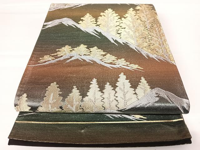 平和屋着物◎六通柄袋帯　樹林風景文　金銀糸　正絹　逸品　AABA1978yx