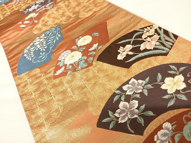 平和屋着物◎六通柄袋帯　唐織　地紙花文　金糸　正絹　逸品　AABA1993yx