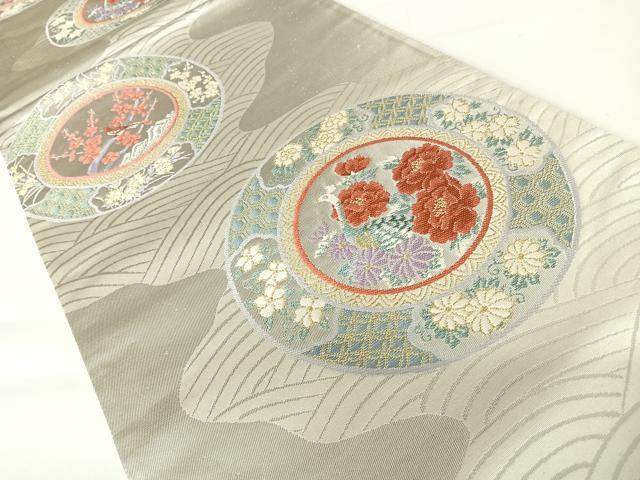 平和屋着物◎六通柄袋帯　唐織　花鳥文　金銀糸　正絹　逸品　AABA2001yx