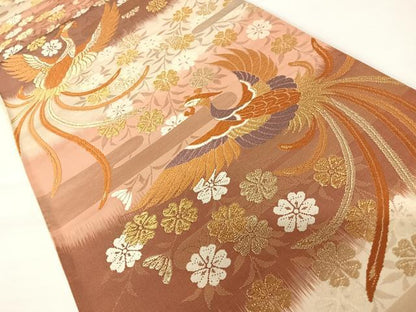 平和屋着物◎六通柄袋帯　唐織　鳳凰花文　金糸　正絹　逸品　AABA2003yx
