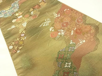 平和屋着物◎六通柄袋帯　唐織　道長花文　金糸　引箔　正絹　逸品　AABA2005yx