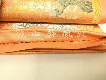平和屋着物◎六通柄袋帯　唐織　桃山屏風紋　金糸　正絹　逸品　AABA2044yx
