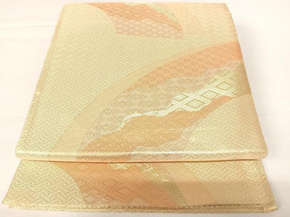 平和屋着物◎佐賀錦　本場筑前博多織　六通柄袋帯　地紙花文　金糸　正絹　逸品　AABA2068yx