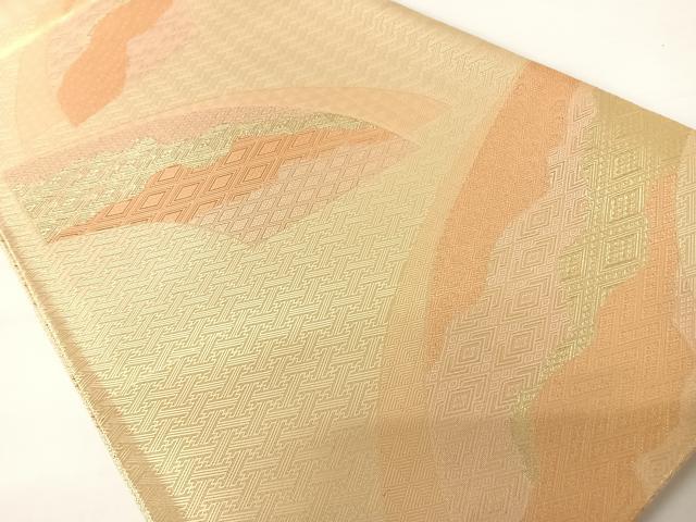 平和屋着物◎佐賀錦　本場筑前博多織　六通柄袋帯　地紙花文　金糸　正絹　逸品　AABA2068yx