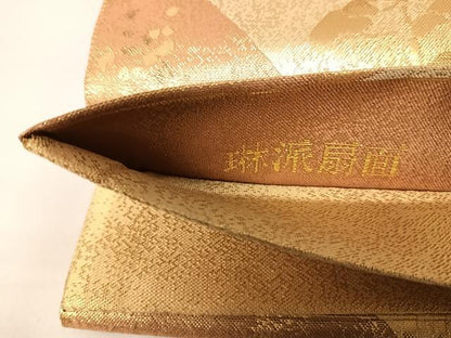 平和屋着物◎六通柄袋帯　琳派扇面　金糸　正絹　逸品　AABA2085yx