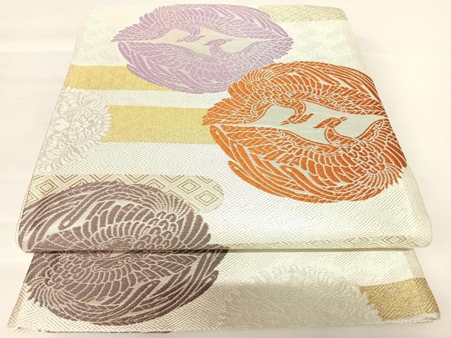 平和屋着物◎六通柄袋帯　唐織　双鳥文　金銀糸　正絹　逸品　AABA2101yx
