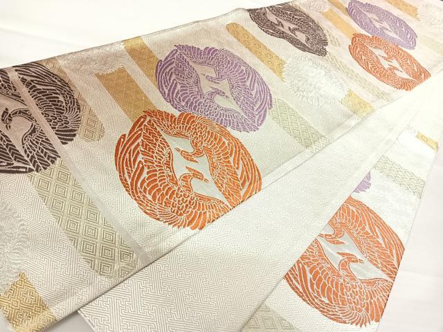 平和屋着物◎六通柄袋帯　唐織　双鳥文　金銀糸　正絹　逸品　AABA2101yx