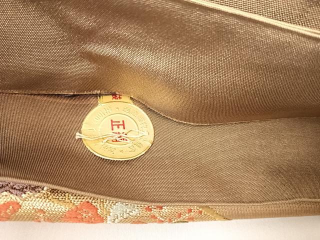 平和屋着物◎西陣　ヤマキ織物謹製　六通柄袋帯　唐織　地紙花文　金糸　正絹　逸品　AABA2112yx