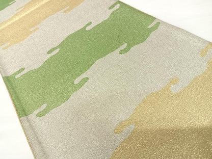 平和屋着物◎綴れ　両面六通柄袋帯　霞文　ワンポイント刺繍　金銀糸　正絹　逸品　AABA2119yx