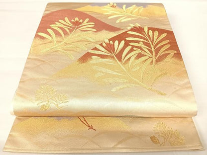 平和屋着物◎六通柄袋帯　松文　金糸　正絹　逸品　AABA2130yx