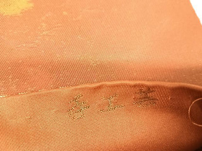 平和屋着物◎西陣　服部織物謹製　六通柄袋帯　こはく錦　手工芸　霞文　金銀糸　正絹　逸品　AABA2131yx