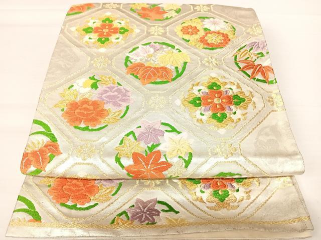 平和屋着物◎六通柄袋帯　唐織　蜀江花文　金糸　正絹　逸品　AABA2135yx