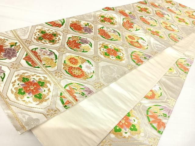 平和屋着物◎六通柄袋帯　唐織　蜀江花文　金糸　正絹　逸品　AABA2135yx