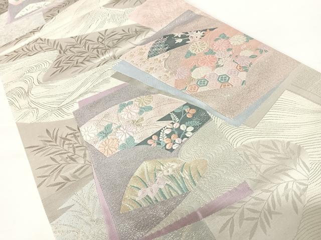 平和屋着物◎六通柄袋帯　唐織　色紙花文　金銀糸　正絹　逸品　AABA2144yx