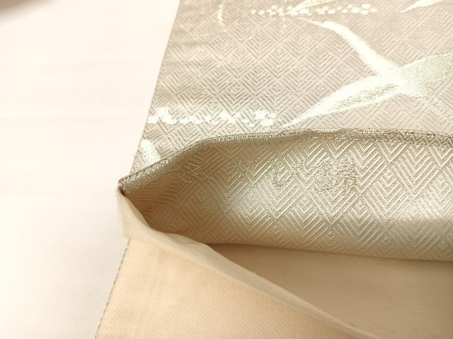 平和屋着物◎六通柄袋帯　さがび錦　九百口別織　飛鶴文　銀糸　正絹　逸品　AABA2147yx