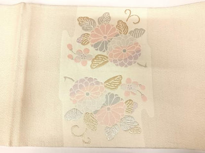 平和屋着物◎綴れ　太鼓柄袋帯　草花文　金銀糸　正絹　逸品　AABA2156yx