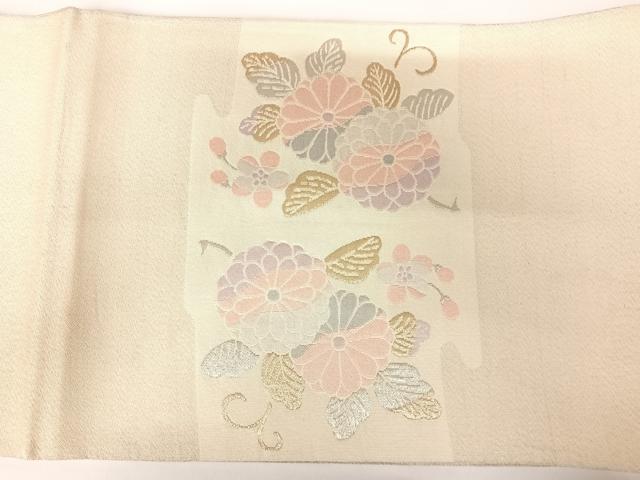平和屋着物◎綴れ　太鼓柄袋帯　草花文　金銀糸　正絹　逸品　AABA2156yx