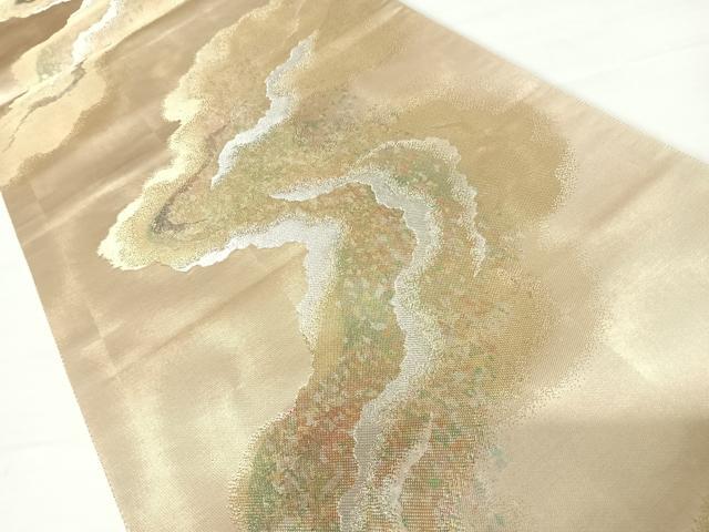 平和屋着物◎六通柄袋帯　紗摺箔　流水　正絹　逸品　AABA2173yx