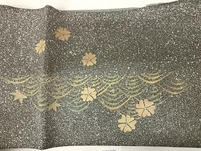 平和屋着物◎太鼓柄袋帯　鴛鴦花文　金銀糸　正絹　逸品　AABA2175yx