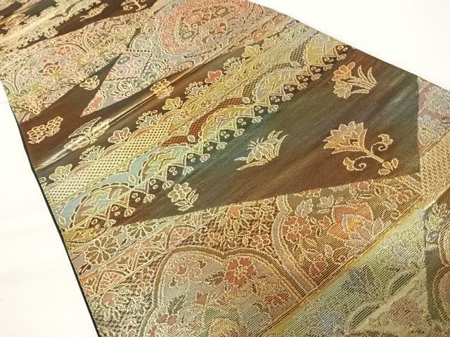 平和屋着物◎六通柄袋帯　更紗花文　金糸　正絹　逸品　AABA2179yx