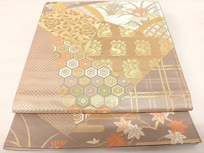 平和屋着物◎六通柄袋帯　唐織　名物裂　金銀糸　正絹　逸品　AABA2199yx