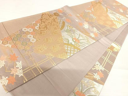 平和屋着物◎六通柄袋帯　唐織　名物裂　金銀糸　正絹　逸品　AABA2199yx