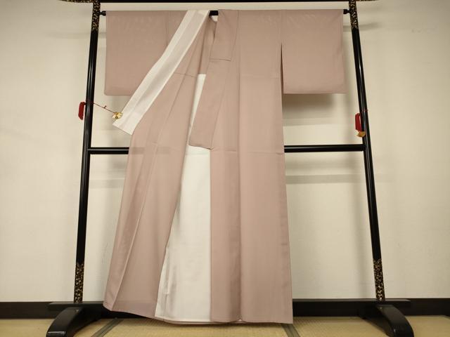 平和屋着物＊夏物　色無地　絽　白茶色　洗える着物　AABA2265jd