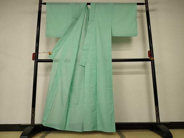 平和屋着物＊夏物 色無地 絽 若緑色 洗える着物 AABA2266jd