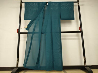 平和屋着物＊夏物 色無地 絽 高麗納戸色 洗える着物 AABA2268jd