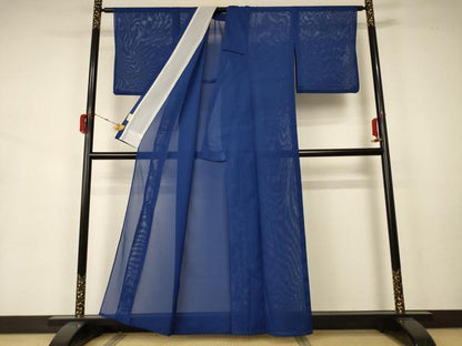 平和屋着物＊夏物 色無地 絽 深縹色 洗える着物 AABA2269jd