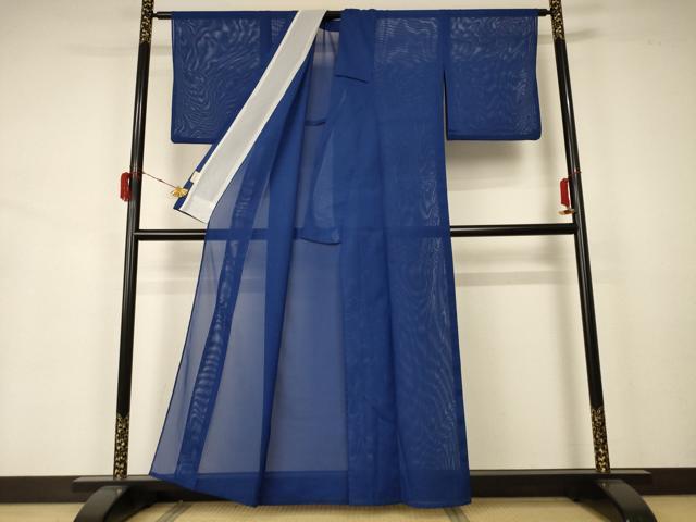 平和屋着物＊夏物 色無地 絽 深縹色 洗える着物 AABA2269jd