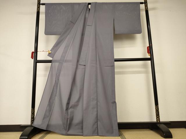 平和屋着物＊夏物 色無地 絽 源氏鼠色 洗える着物 AABA2272jd