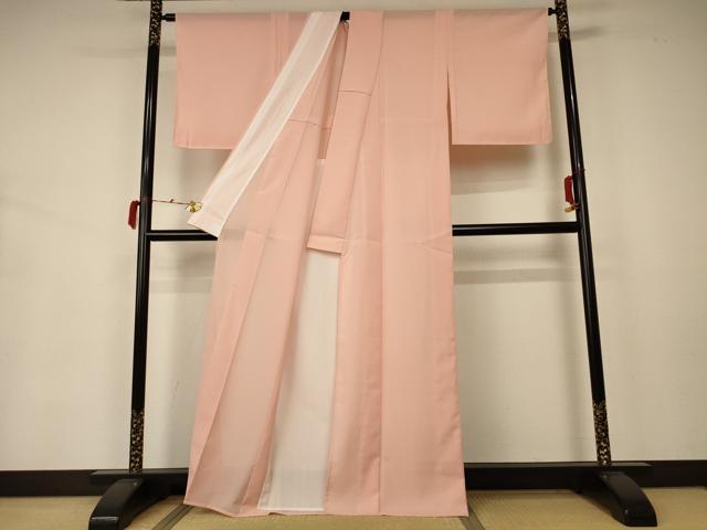平和屋着物＊夏物 色無地 絽 赤香色 洗える着物 未使用 AABA2274jd