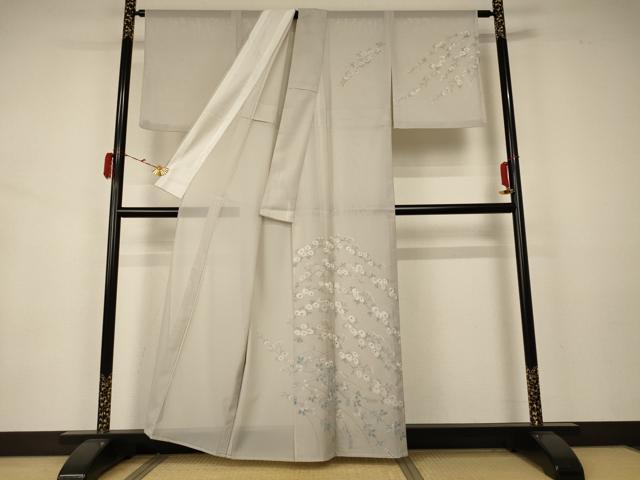 平和屋着物＊夏物　訪問着　絽　草花文　洗える着物　AABA2275jd