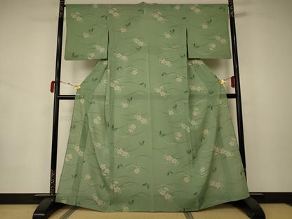 平和屋着物＊夏物 小紋 絽 花蝶文 洗える着物 AABA2276jd