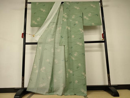 平和屋着物＊夏物 小紋 絽 花蝶文 洗える着物 AABA2276jd