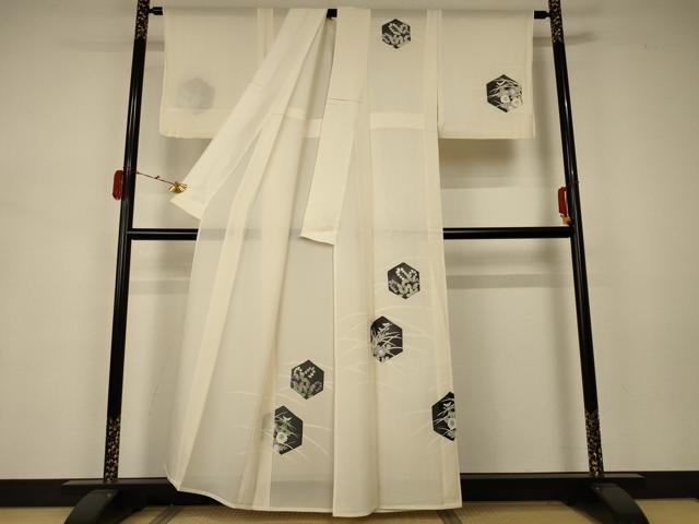 平和屋着物＊夏物 訪問着 絽 亀甲花文 正絹 逸品 AABA2277jd