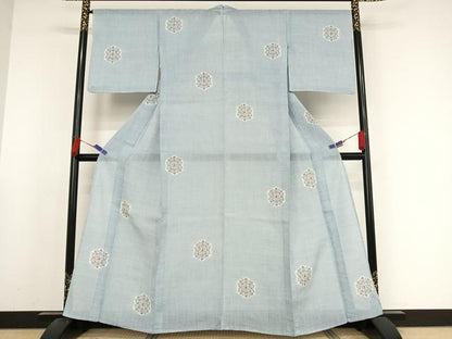 平和屋着物＊夏物 本場小千谷ちぢみ 亀甲花文 麻 逸品 AABA2484np