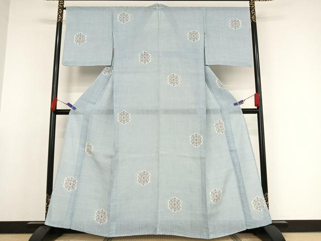 平和屋着物＊夏物 本場小千谷ちぢみ 亀甲花文 麻 逸品 AABA2484np