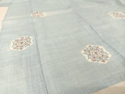 平和屋着物＊夏物 本場小千谷ちぢみ 亀甲花文 麻 逸品 AABA2484np
