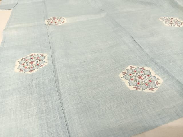 平和屋着物＊夏物 本場小千谷ちぢみ 亀甲花文 麻 逸品 AABA2484np