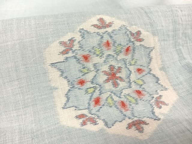 平和屋着物＊夏物 本場小千谷ちぢみ 亀甲花文 麻 逸品 AABA2484np