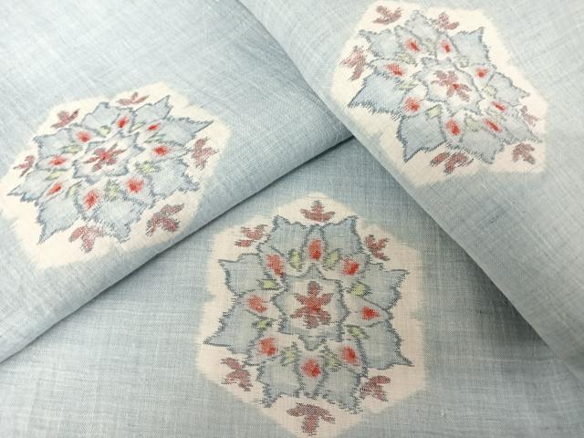 平和屋着物＊夏物 本場小千谷ちぢみ 亀甲花文 麻 逸品 AABA2484np